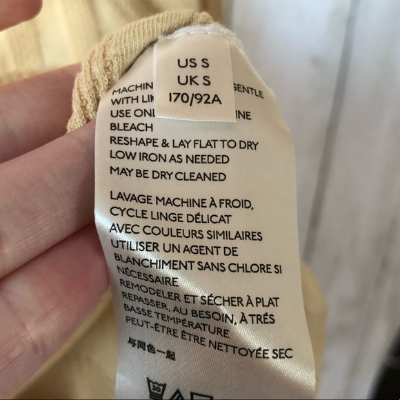 Free People Ice Cold Ribbed 3/4 Sleeves Yellow Size Small Lace Up - Picture 7 of 8